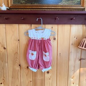 Adorable Red Baby Romper with Lace Trim